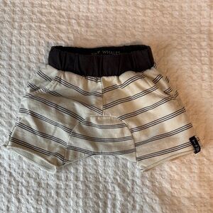 Tiny Whales Cream & Black Striped Kids Shorts